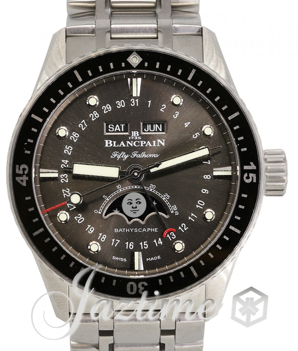 BlancPain 5054 1110 70B Fifty Fathoms Bathyscaphe Quantieme Complet Phases de Lune Men's Automatic Grey Meteor