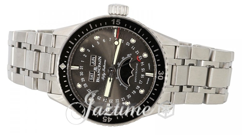 BlancPain 5054 1110 70B Fifty Fathoms Bathyscaphe Quantieme Complet Phases de Lune Men's Automatic Grey Meteor