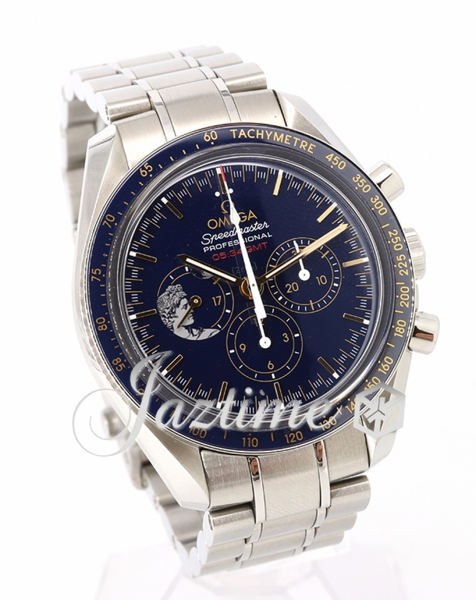 Omega 311.30.42.30.03.001-PRE Speedmaster Moonwatch Apollo 17 45th Anniversary Men's Manual-Wind Blue