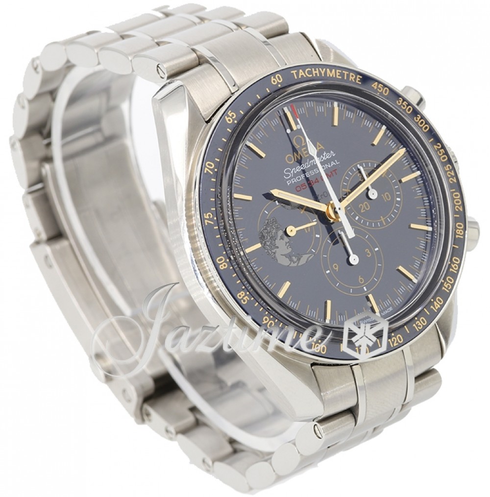 Omega 311.30.42.30.03.001-PRE Speedmaster Moonwatch Apollo 17 45th Anniversary Men's Manual-Wind Blue