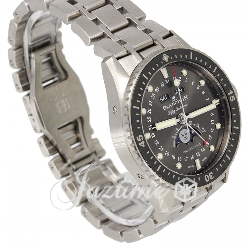 BlancPain 5054 1110 70B Fifty Fathoms Bathyscaphe Quantieme Complet Phases de Lune Men's Automatic Grey Meteor