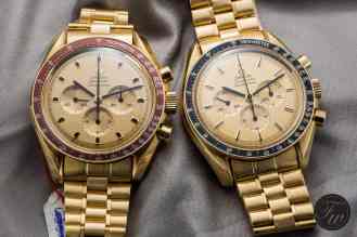 We Take A Closer Look At Two Gold Omega Speedmaster Professional Apollo XI Watches