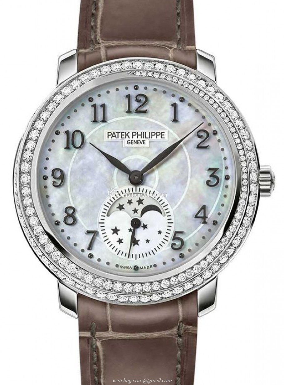 Patek Philippe 4968G-010 Complications Ladies Manual-Wind White Mother of Pearl