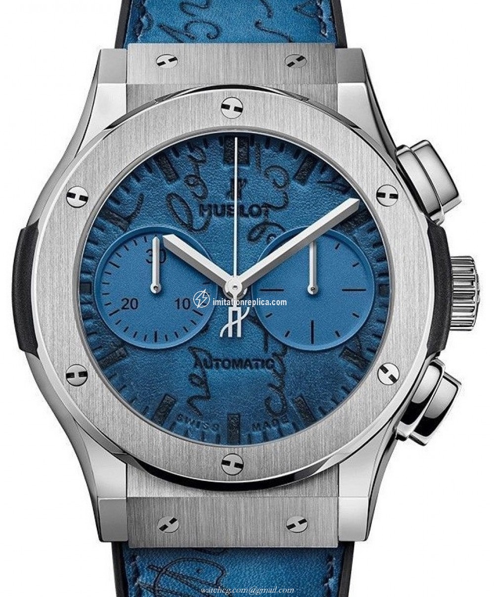 Hublot 521.NX.050B.VR.BER18 Classic Fusion Chronograph Berluti Scritto Ocean Blue Men's Automatic Blue