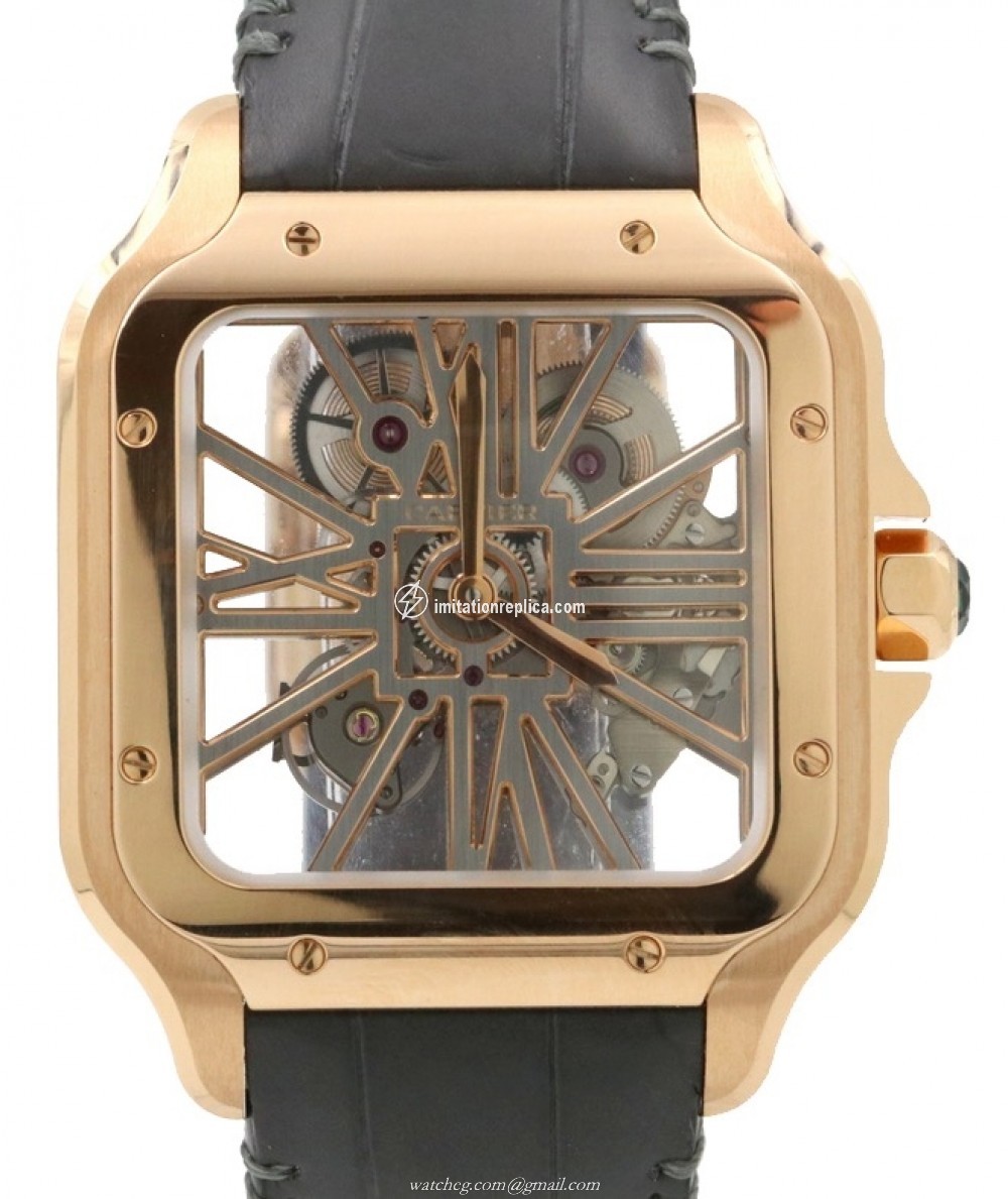 Cartier WHSA0010-1 Santos De Cartier Men's Manual-Wind Skeleton