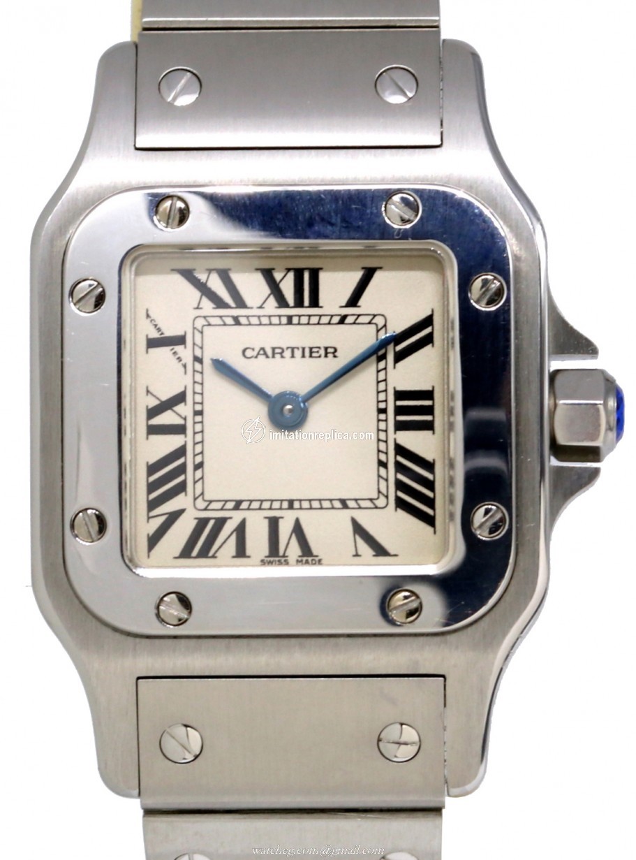 Cartier W20056D6-1 Santos De Cartier Ladies Quartz Silver Opaline