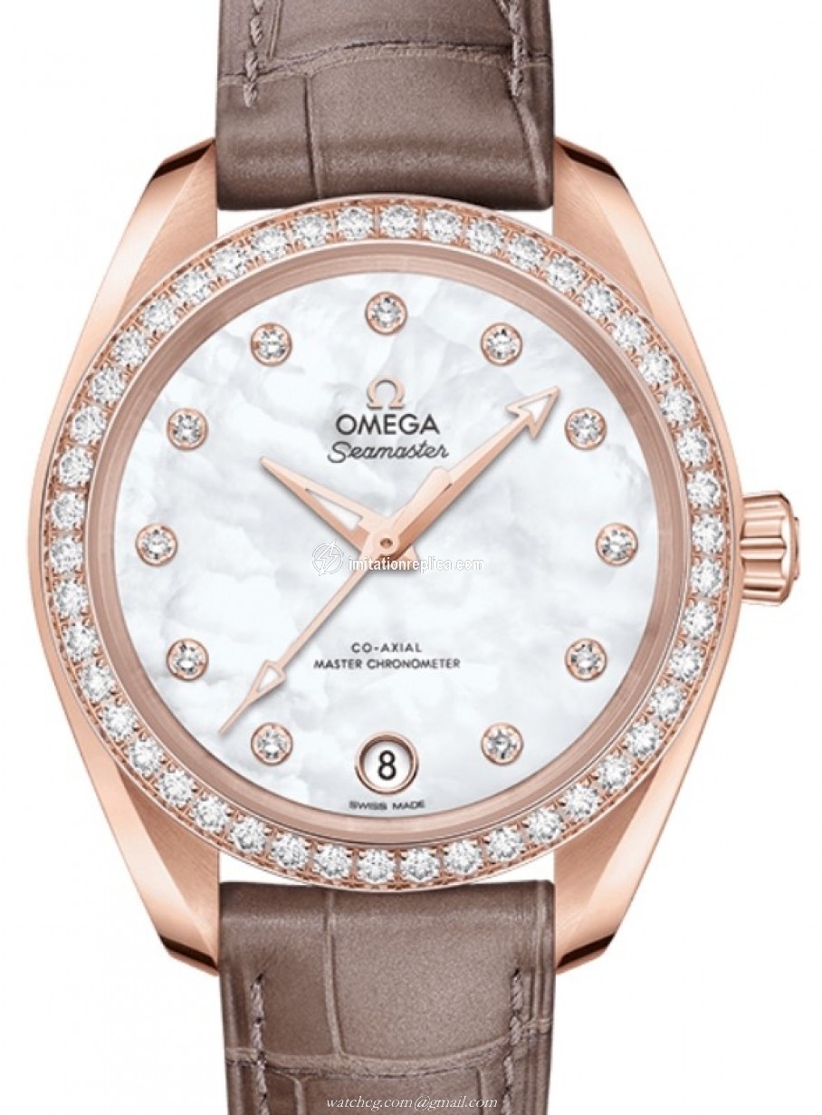 Omega 220.58.34.20.55.001 Seamaster Aqua Terra 150M Ladies Automatic White Mother of Pearl