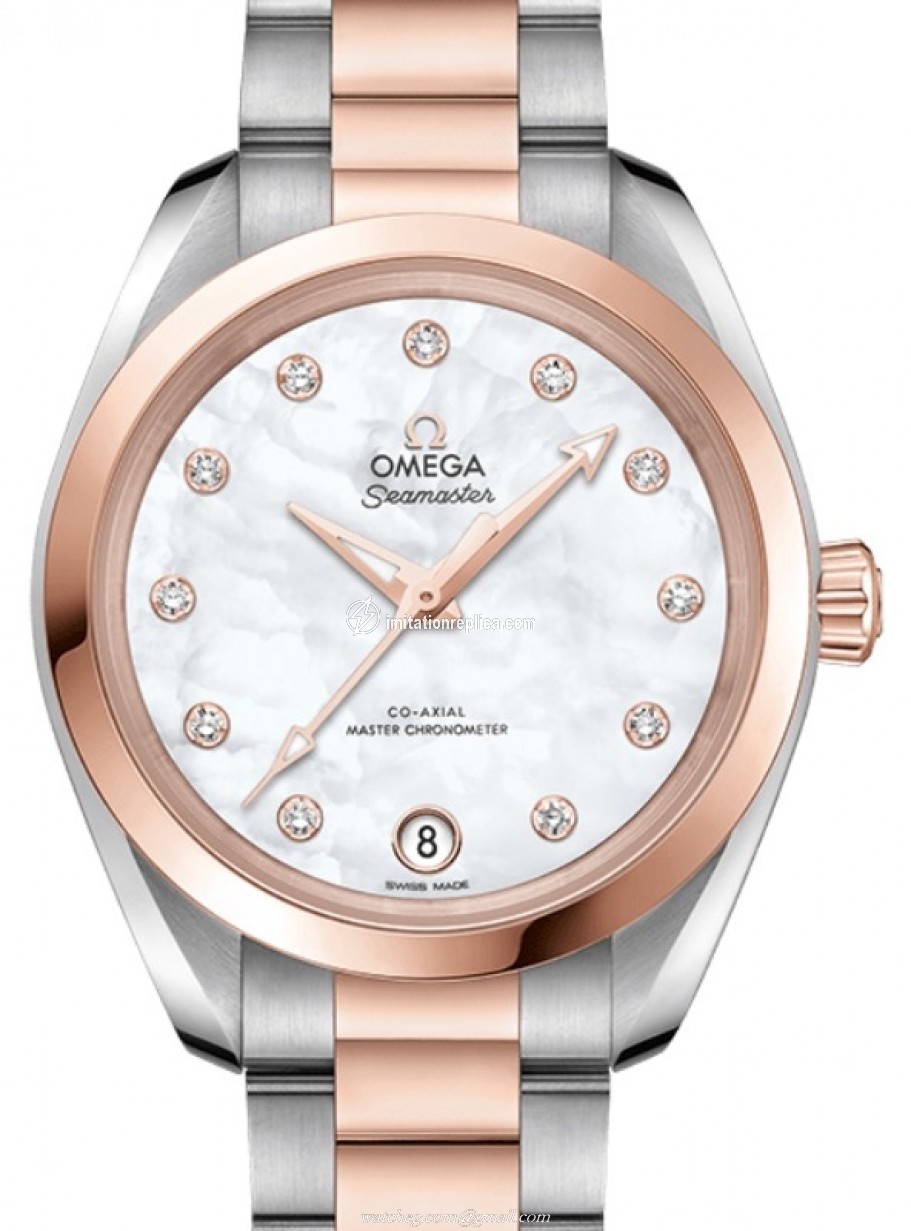 Omega 220.20.34.20.55.001 Seamaster Aqua Terra 150M Ladies Automatic White Mother of Pearl